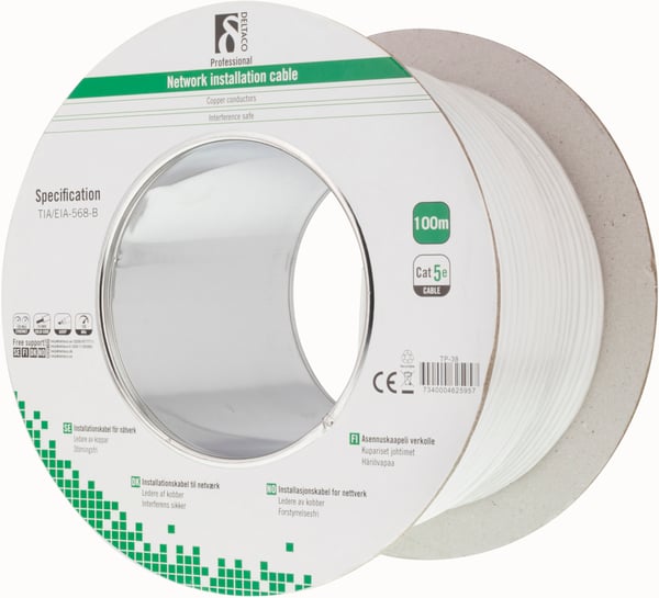 U/UTP Cat5e installation cable 100m reel 100MHz Delta certif