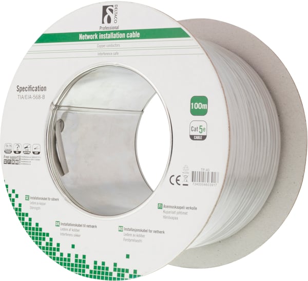 U/UTP installation cable, Cat5e, 100m, grey