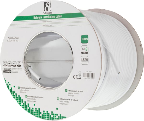 F/UTP Cat6 installation cable, LSZH, 100m reel, 250MHz