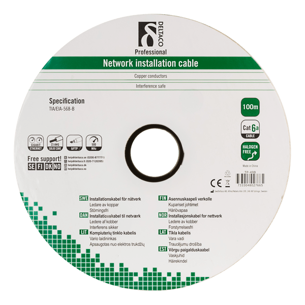U/FTP Cat6 Installation Outdoor cable 100m black