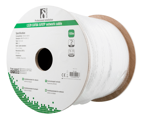 U/UTP Cat6a installation cable, 100m, 500MHz, LSZH, white