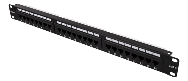 UTP patch panel 24xRJ45 Cat6 Krone blocks 1U 19" labels