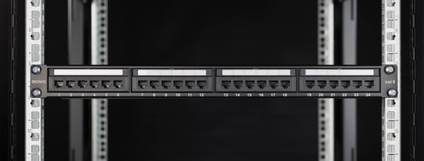 UTP patch panel 24xRJ45 Cat6 krone terminal 1U 19" black