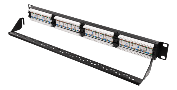 UTP patch panel 24xRJ45 Cat6 krone terminal 1U 19" black