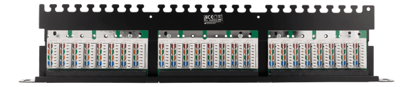 UTP patch panel 24xRJ45 Cat6 0.5U 19" cable support black
