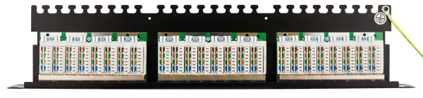 STP patch panel, 24xRJ45, Cat6, 1U, 19", metal, black
