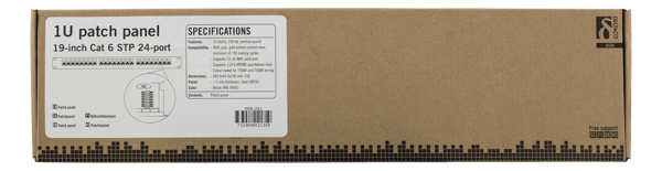 STP patch panel, 24xRJ45, Cat6, 1U, 19", metal, black