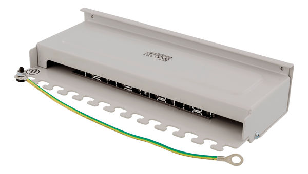 Patch Panel, 8xRJ45, Cat6a, wall-mountable, metal, grey