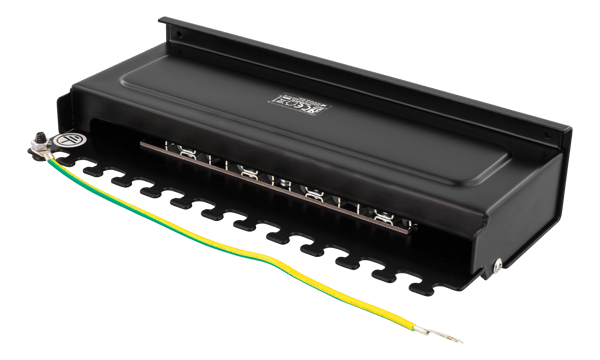 Patch Panel, 8xRJ45, Cat6a, wall-mountable, metal, black