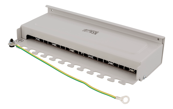 Patch Panel, 12xRJ45, Cat6a, wall-mountable, metal, grey