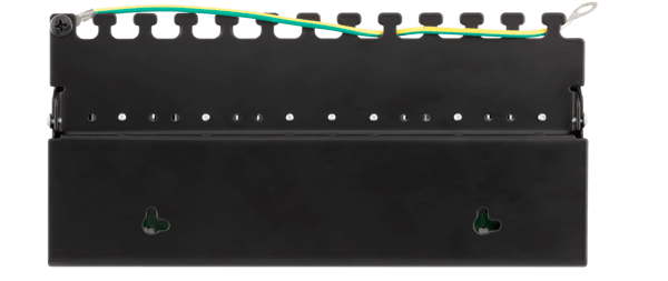 Patch Panel, 12xRJ45, Cat6a, wall-mountable, metal, black