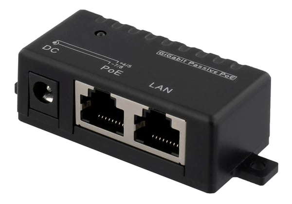 PoE Gigabit injector for PoE/PoE+, 1000Mbps, 48V/1A, black