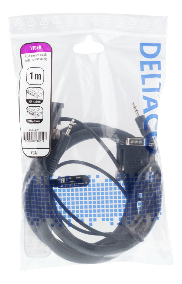 Monitor cable HD15 ma-ma, 1m, 1920x1200 60Hz, 3.5mm audio