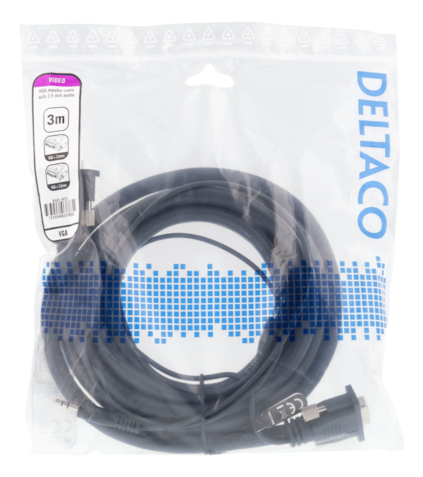 Monitor cable HD15 ma-ma, 3m, 1920x1200 60Hz, 3.5mm audio