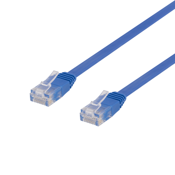 U/UTP Cat6 patch cable, flat, 5m, 250MHz, blue