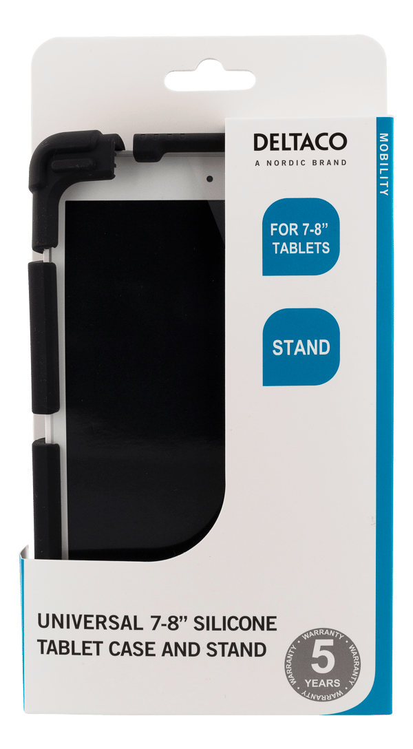 Case in silicone for 7-8" tablets, stand, black