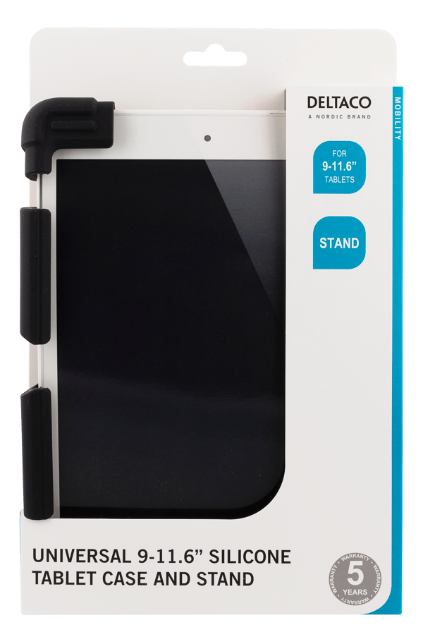 Case in silicone for 9-11.6" tablets, stand, black