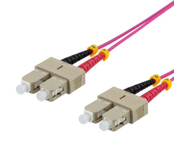 OM4 Fiber cable, SC - SC Duplex, 50/125, 1m, pink