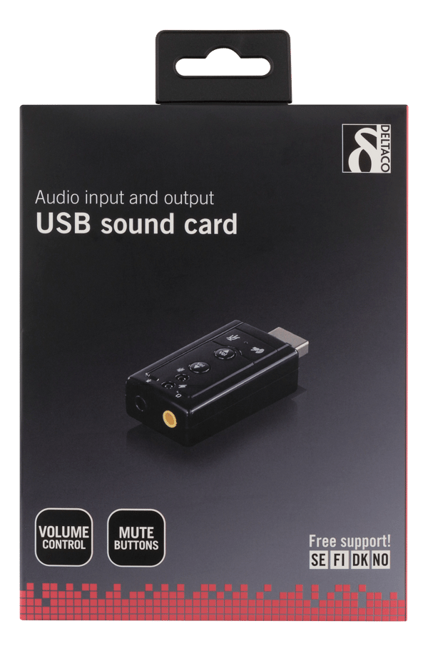 USB audio card, 7.1, mute, volume, 2x3.5mm, mic/headphone