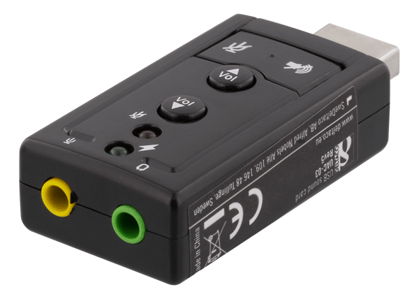 USB audio card, 7.1, mute, volume, 2x3.5mm, mic/headphone
