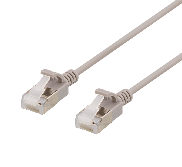 U/FTP Cat6a patch cable, slim, 3.8mm in diameter, 1.5m, grey