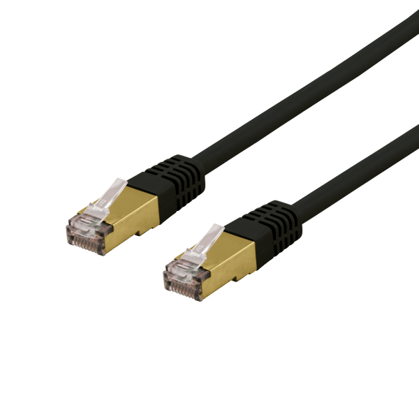 S/FTP Cat6a patch cable, delta cert, LSZH, 0.5m, black