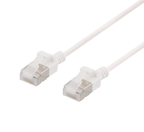 U/FTP Cat6a patch cable, slim, 3,8mm in diameter, 5m, white