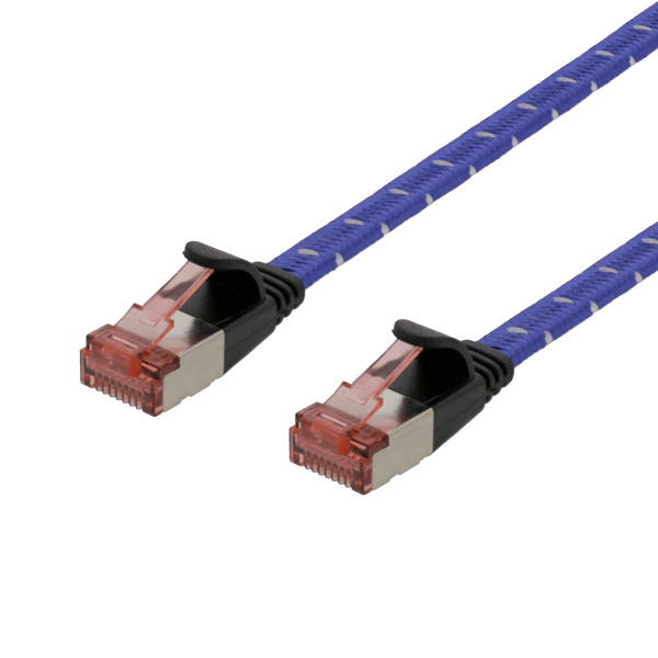 Tough Flat CAT.6A U/FTP Patch Cable, 28AWG, 1.5m, blue