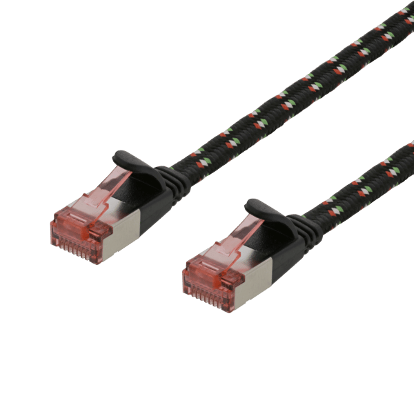 Tough Flat CAT.6A U/FTP Patch Cable, 28AWG, 1m, black