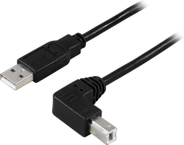 USB 2.0 cable Type A male - angled Type B male 1 m, black