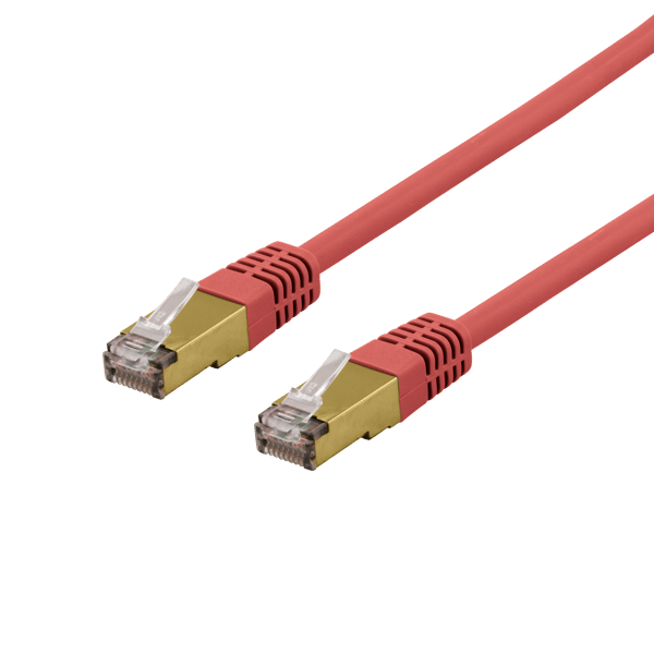 S/FTP Cat6a patch cable, delta cert, LSZH, 2m, red