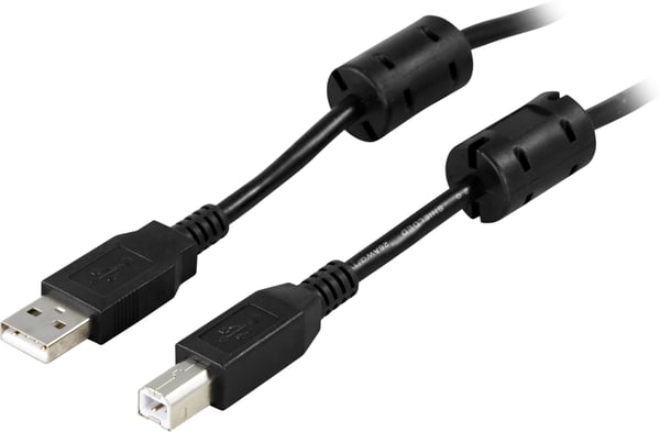 USB 2.0 cable Type A male Type B male ferrite cores 5m black