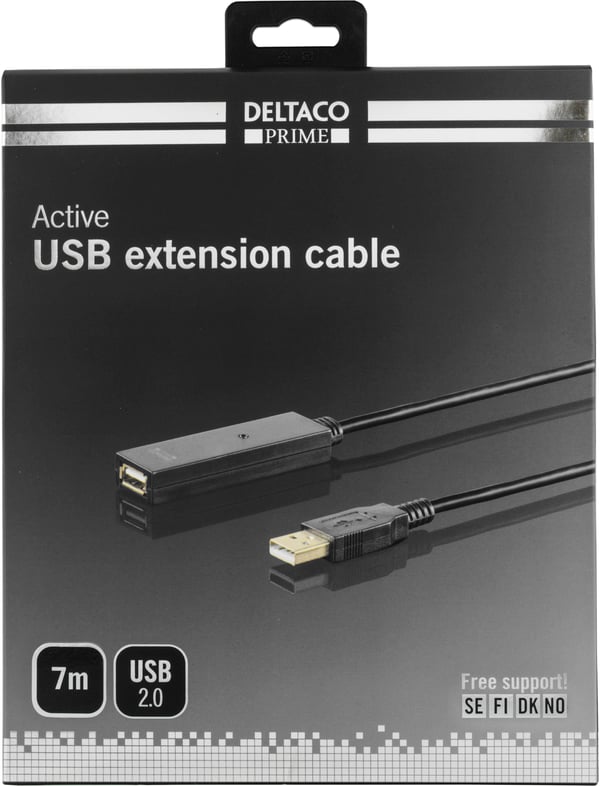PRIME USB extension cable, active, USB 2.0, 7m, black