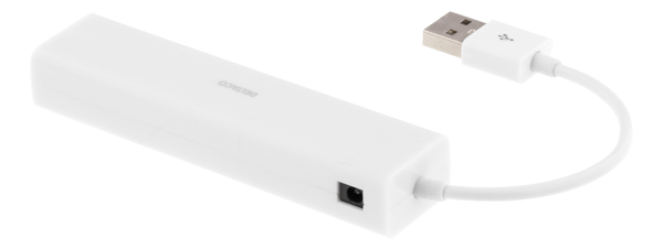 USB 2.0 network adapter with USB hub, 100Mbps, 3xUSB, white