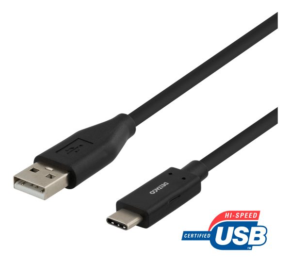 USB-C to USB-A cable, 0.5m, 3A, USB 2.0, black