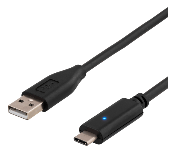 USB 2.0 cable, 1m, Type C - Type A male, PD prof 1, black