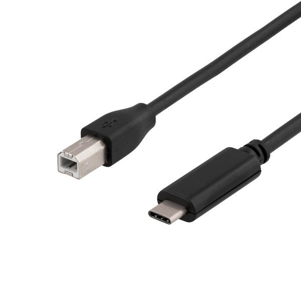 USB 2.0 cable, Type C M, Type B M, 1m, black