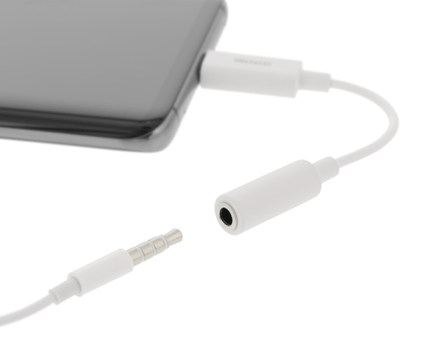 USB-C to 3.5 mm female, 11 cm, retail package, active, white