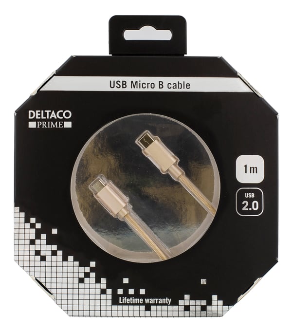 PRIME USB cable, 2.0, Type C ma, Type Micro-B ma, 1m, gold