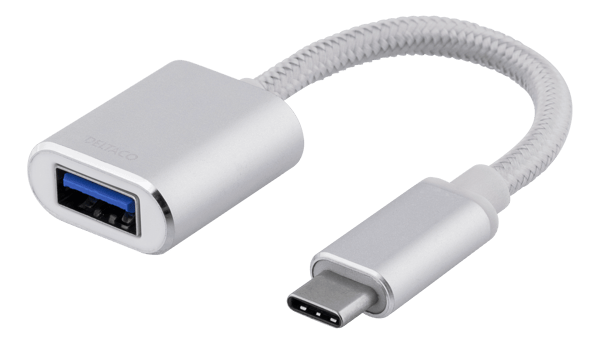 USB-C 3.1 Gen 1 to USB-A OTG adapter, alu, white bag, silver USB-C 3.1 Gen 1 to USB-A OTG adapter, alu, white bag, silver