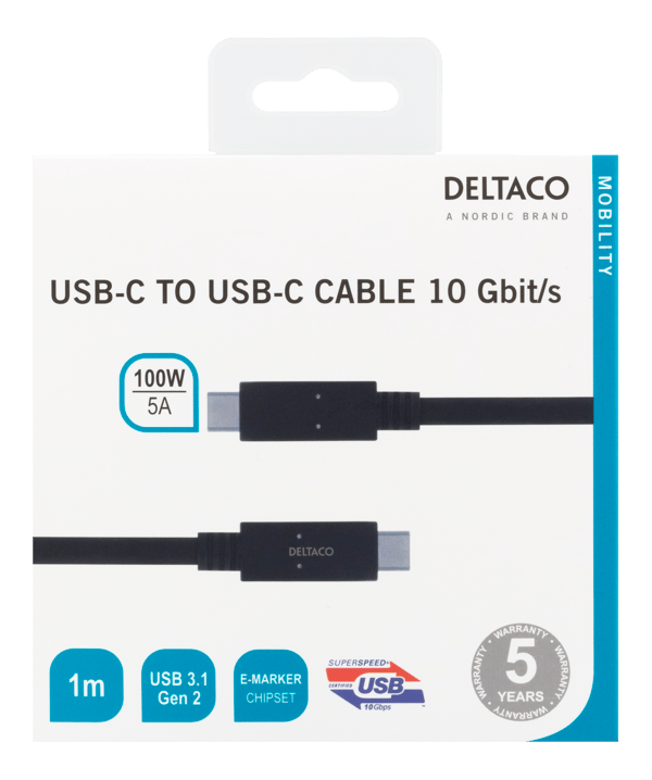 USBC to USBC cable 1m 10Gbps 100W 5A USB 3.1 Gen 2 Emarket