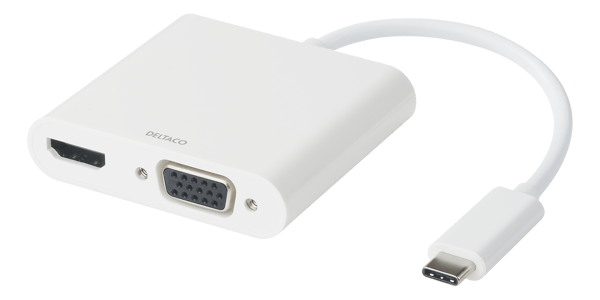 USB-C docking station, HDMI/VGA/USB-C/3.5mm, white