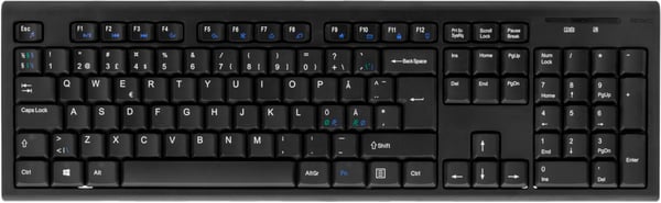 Wireless keyboard Nordic USB nanoreceiver 10m range black