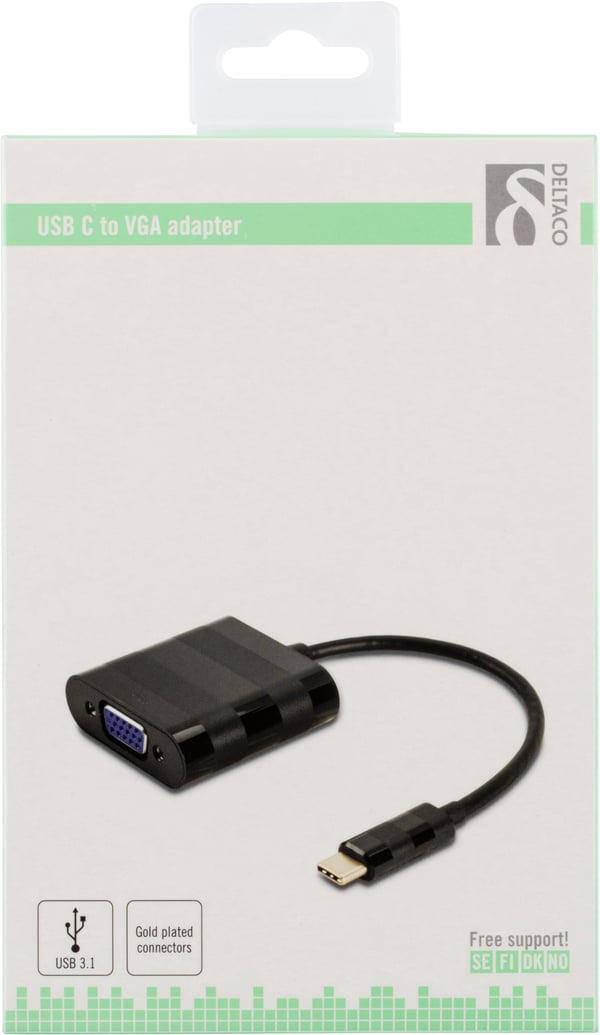 USB 3.1 to VGA adapter, USB type C male - VGA female, black