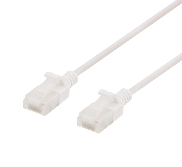 U/UTP Cat6a patch cable, slim, 3,5mm diameter, 0,3m, white
