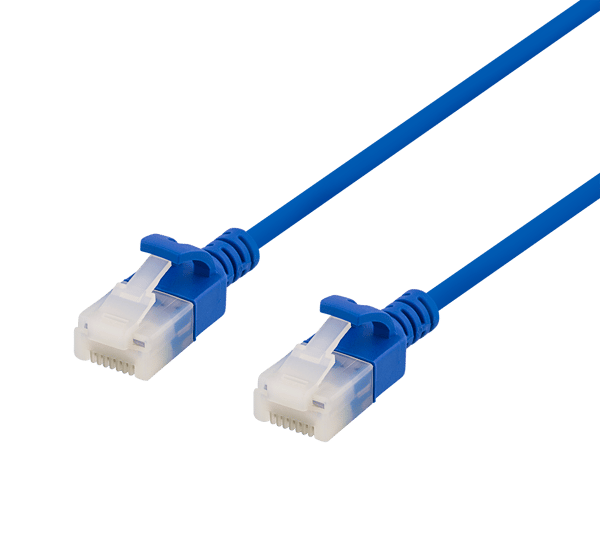 U/UTP Cat6a patch cable, slim, 3.5mm diameter, 0.5m, blue