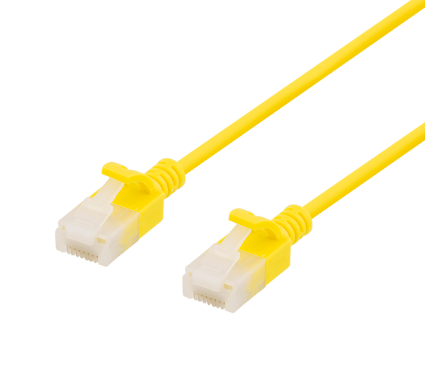 U/UTP Cat6a patch cable, slim, 3.5mm diameter, 0.5m, yellow