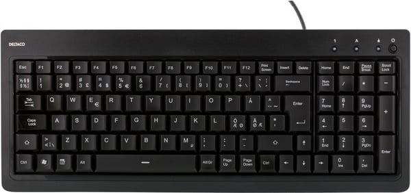 Compact keyboard w/ backlit keys, Nordic layout, USB, black