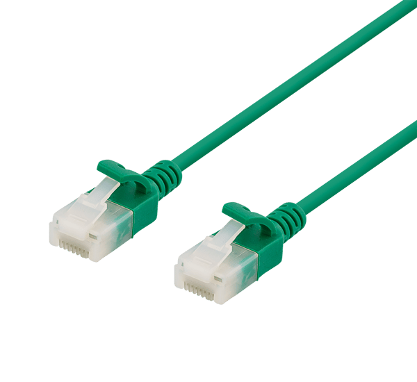 U/UTP Cat6a patch cable, slim, 3.5mm diameter, 1m, green