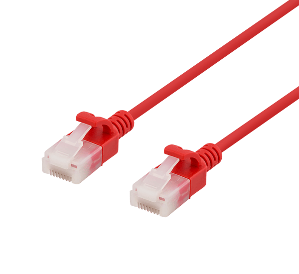 U/UTP Cat6a patch cable, slim, 3.5mm diameter, 1m, red